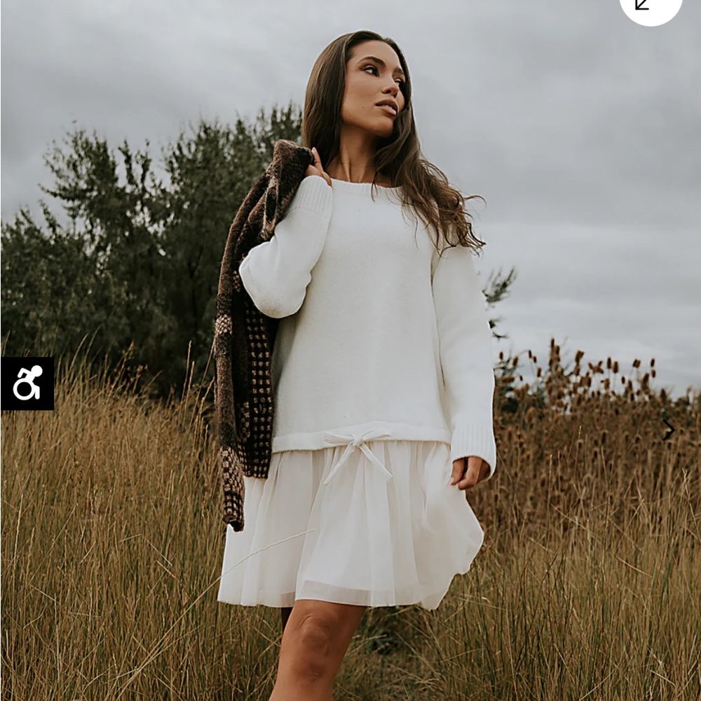 Bohme Cream Mini Dress Tulle bottom